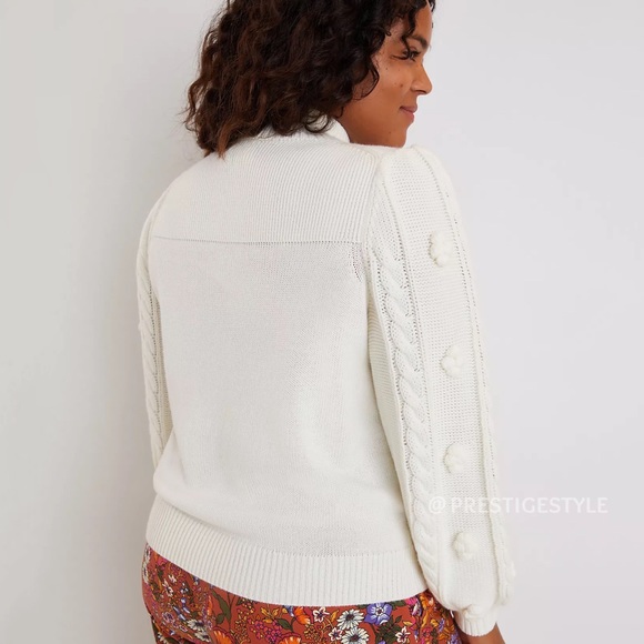Anthropologie Mock Neck Sweater Ivory - Picture 2 of 4